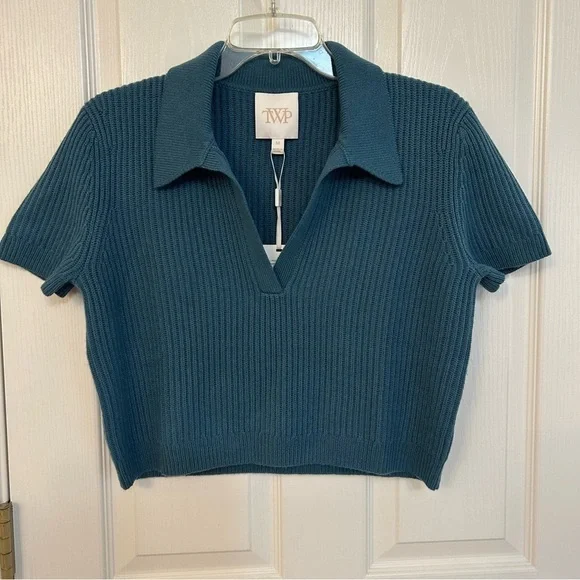 TWP Margaux Johnny Collar Cashmere Top in Junebug